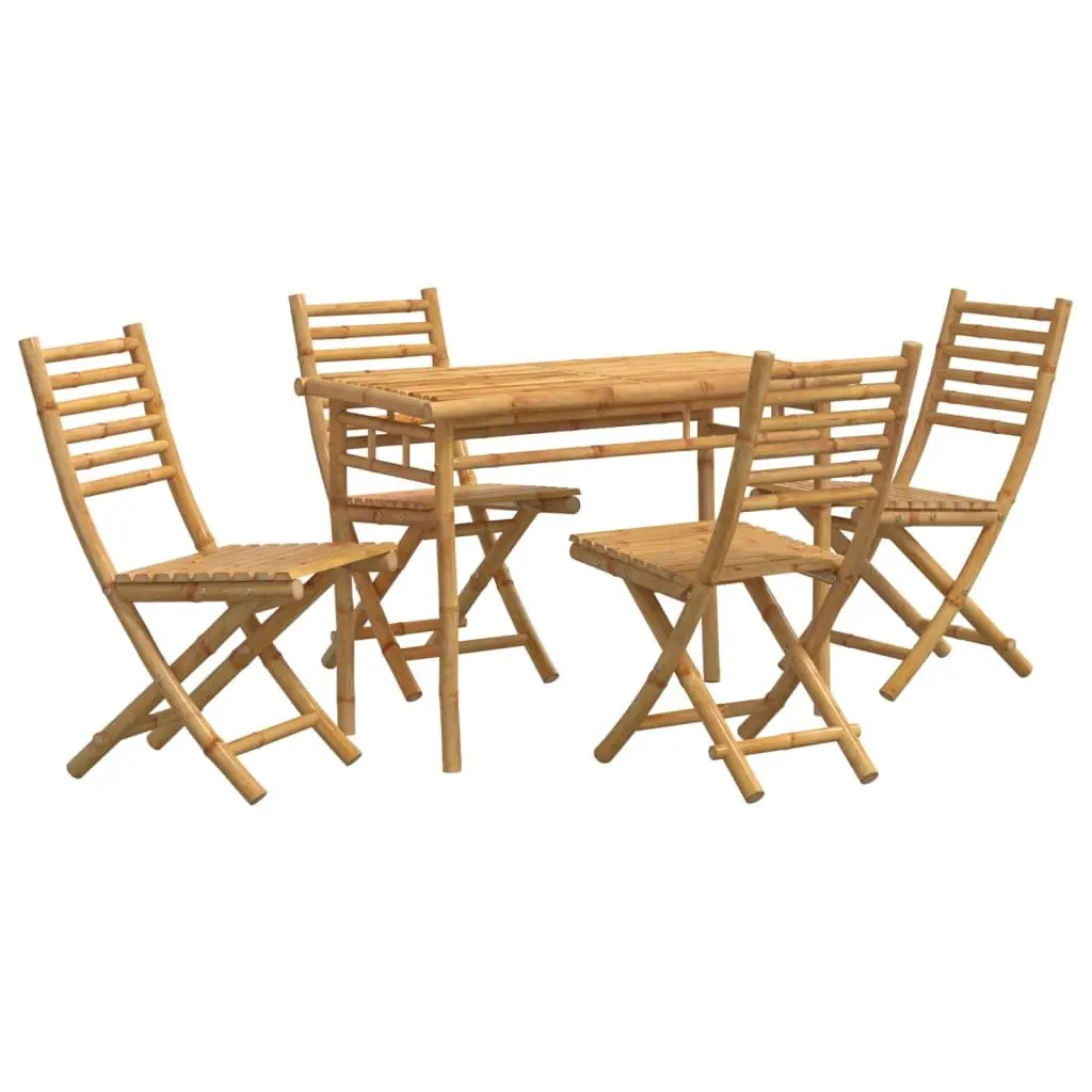 Garden Dining Set 5 Piece Outdoor Furniture Foldable Chairs Table Backrest