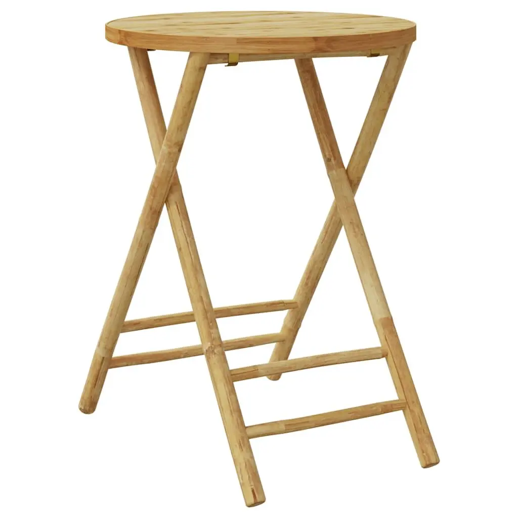 Bistro Set Bamboo Foldable 3 Piece Brown Outdoor Garden Patio Furniture