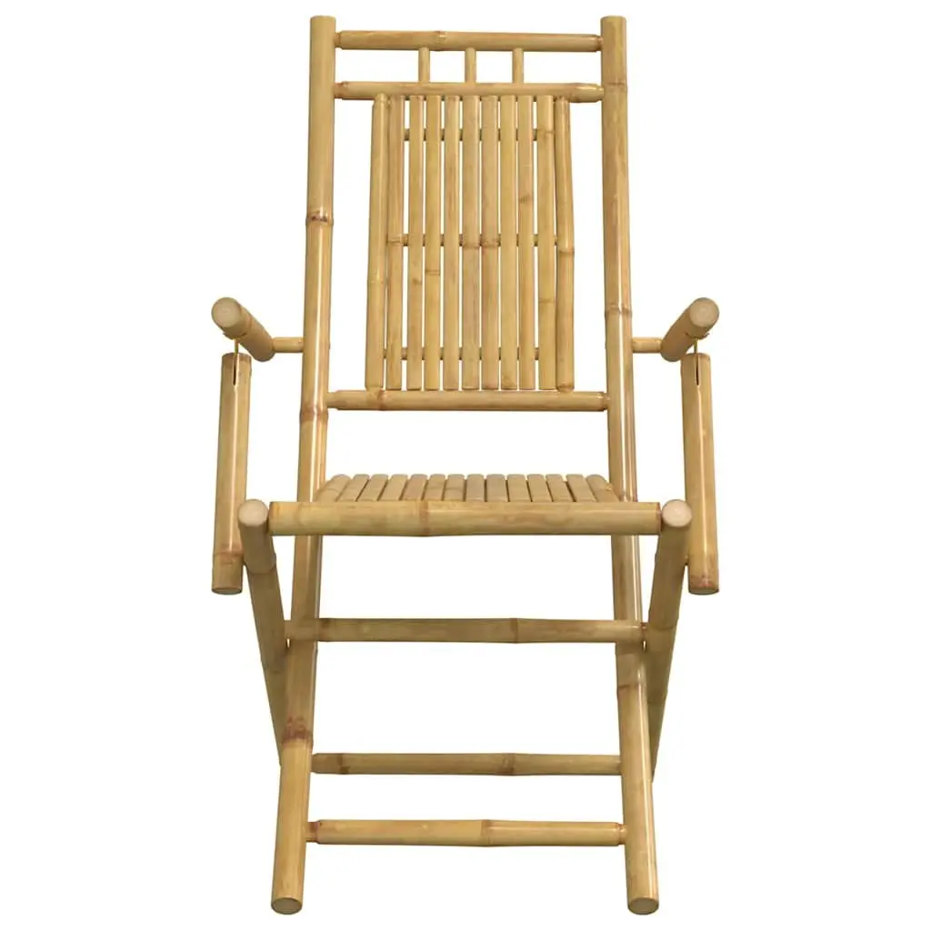 Bistro Set Bamboo Foldable 3 Piece Brown Outdoor Garden Patio Furniture