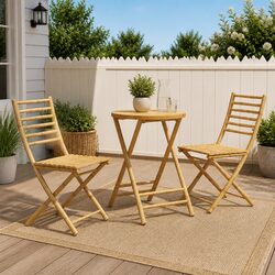 3 Piece Bamboo Bistro Set for Gardens