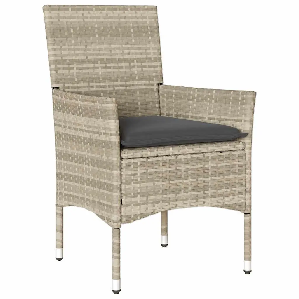Outdoor Dining Set Grey Rattan 5 Piece Table and Chairs with Cushions