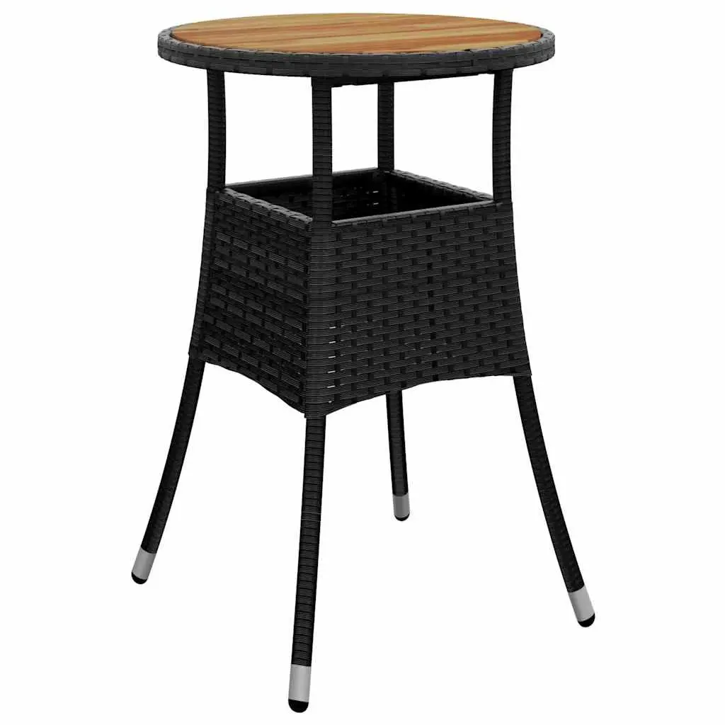 3 Piece Outdoor Dining Set Black Poly Rattan Garden Furniture Patio Table Chairs