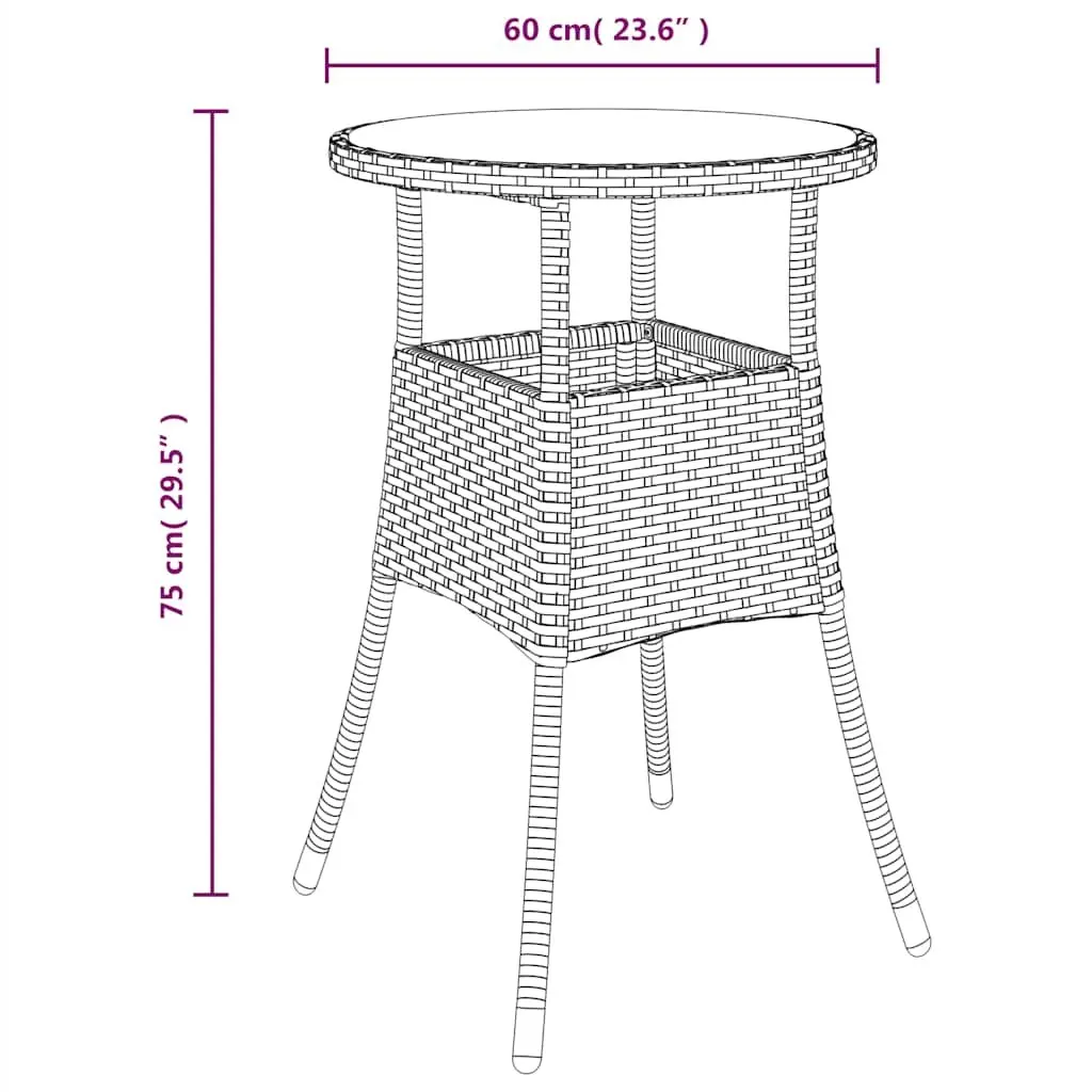 3 Piece Outdoor Dining Set Black Poly Rattan Garden Furniture Patio Table Chairs