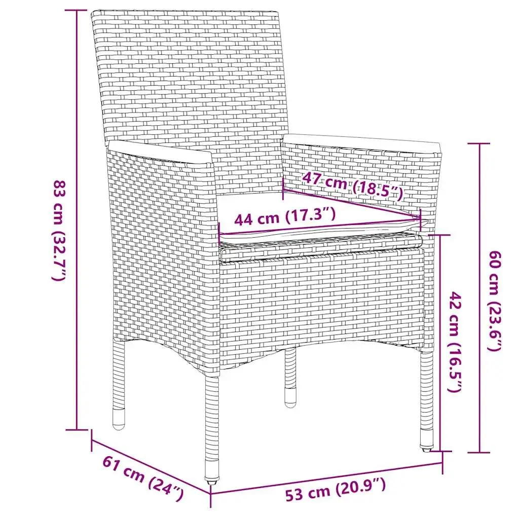 Outdoor Dining Set PE Rattan Glass Table 3 Piece Black