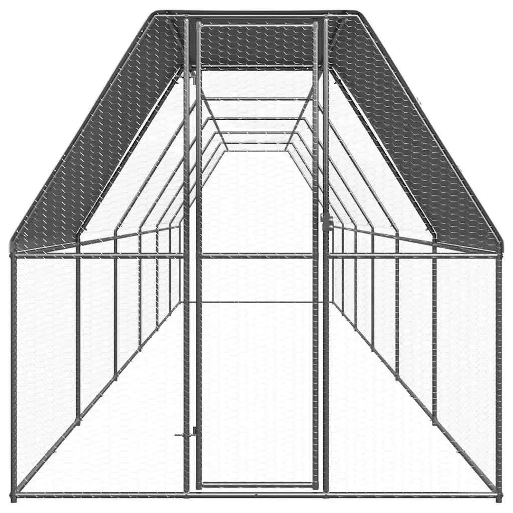 Chicken Cage 2x12x2 m Walk In Chicken Coop Hen House Run Enclosure Galvanised