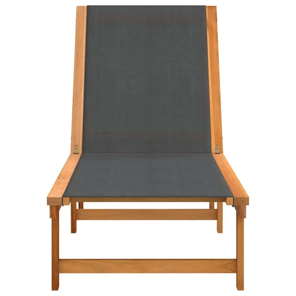 Sun Loungers Adjustable Backrest Acacia Wood 2 pcs Brown Textilene Fabric Outdoor Lounge Chair