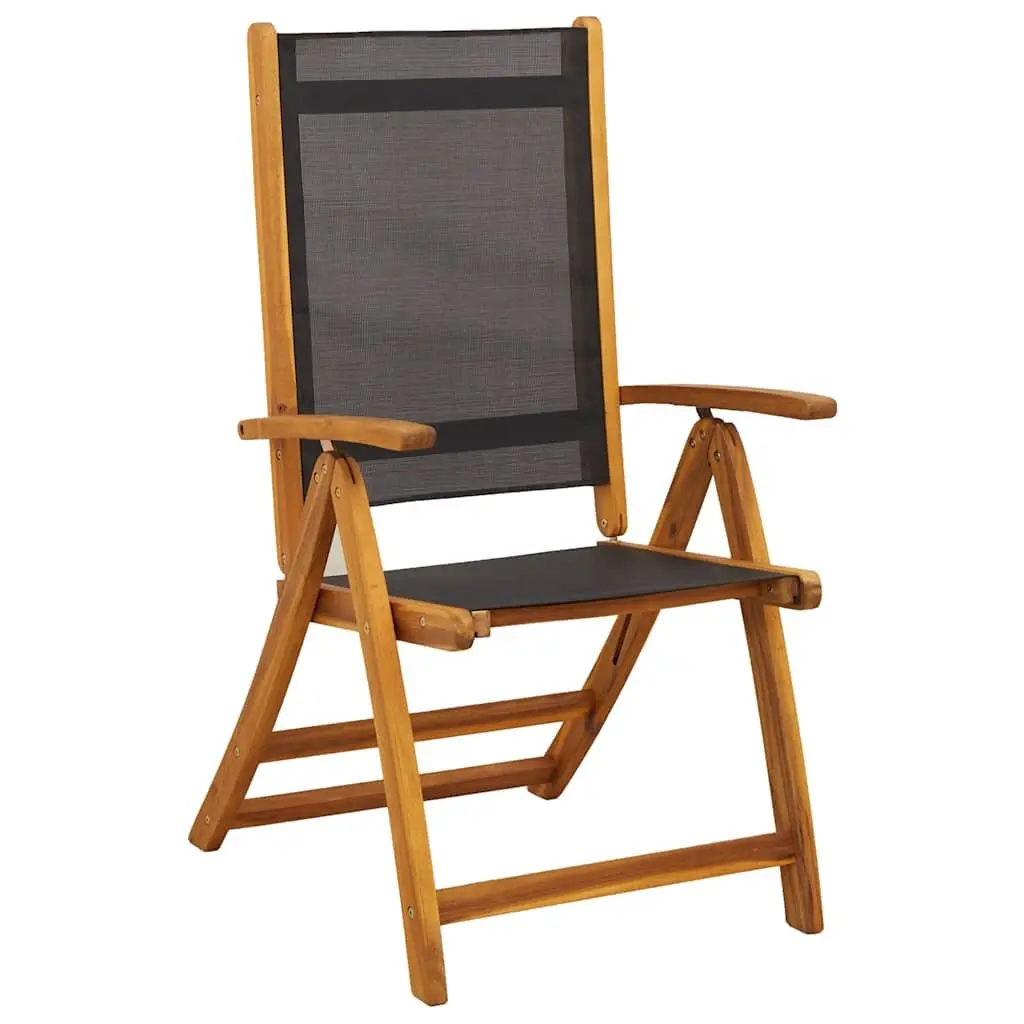 5 Piece Garden Dining Set Outdoor Furniture Acacia Wood Textilene Chairs Table