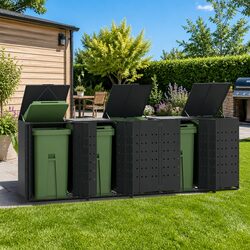Wheelie Bin Storage Enclosure 5 Bins Anthracite Garden Waste Container Shed