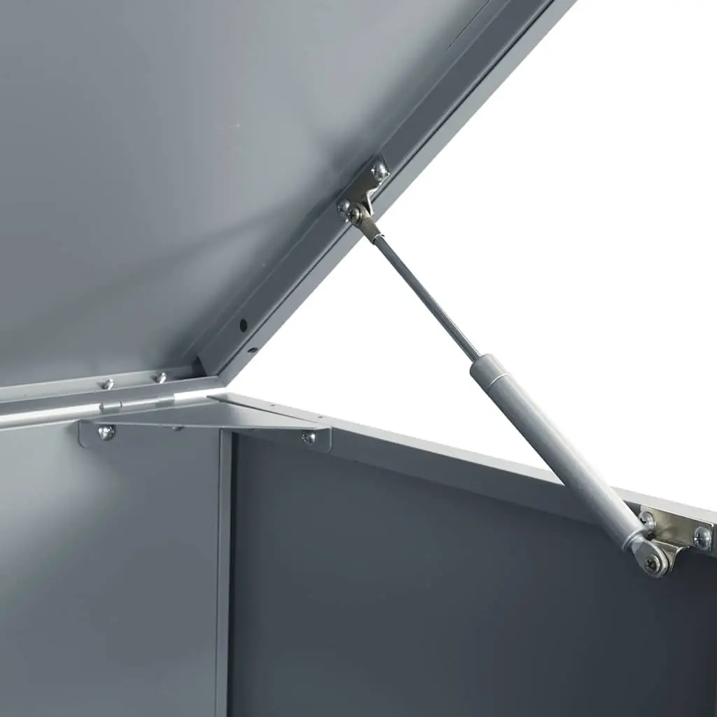 3 Bin Wheelie Bin Storage Shed Grey Powder-Coated Steel Construction with Gas-Spring Lid and Magnetic Closure for Outdoor Use