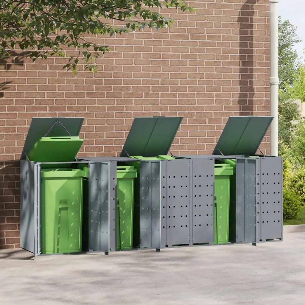 Grey Steel Shed for Wheelie Bins