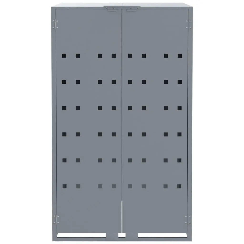 Wheelie Bin Storage Shed Steel Grey 414x79x117cm for 6 Bins Garden Waste