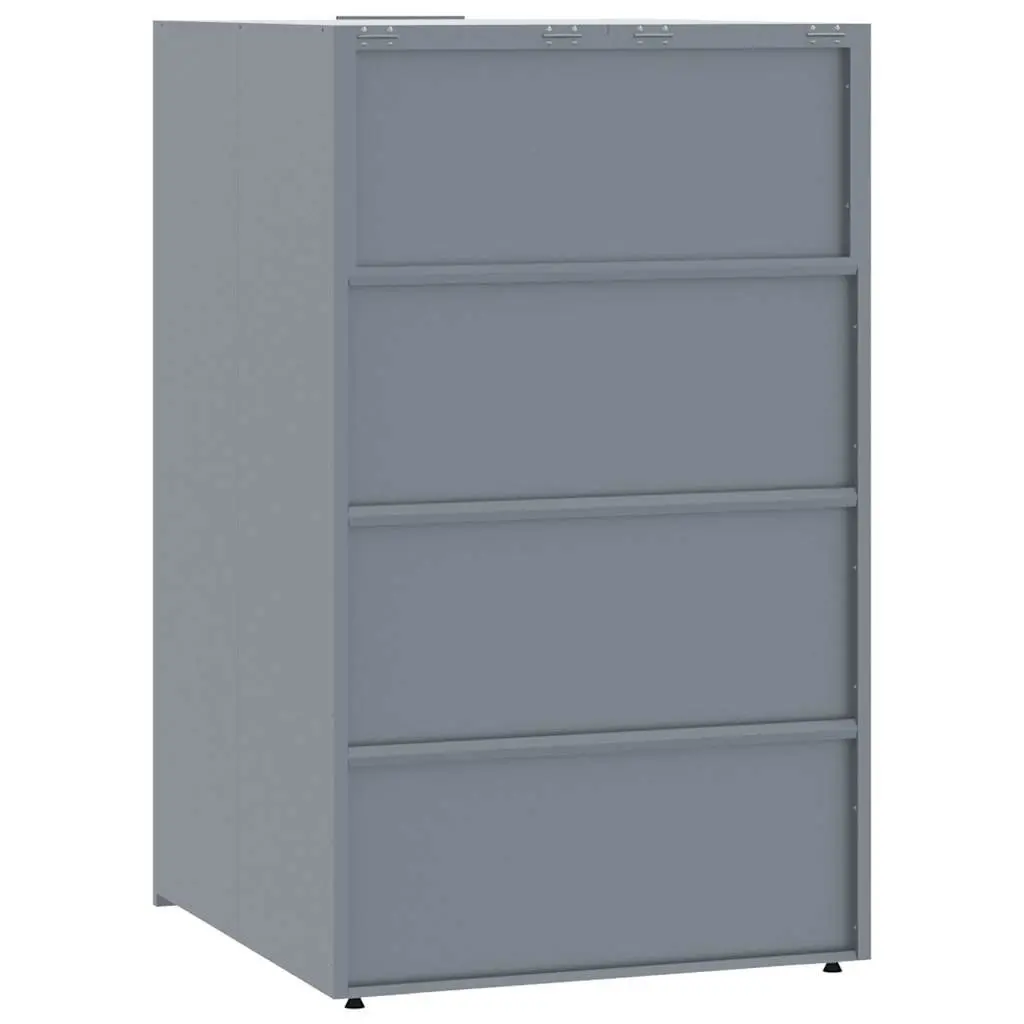 Wheelie Bin Storage Shed Steel Grey 414x79x117cm for 6 Bins Garden Waste