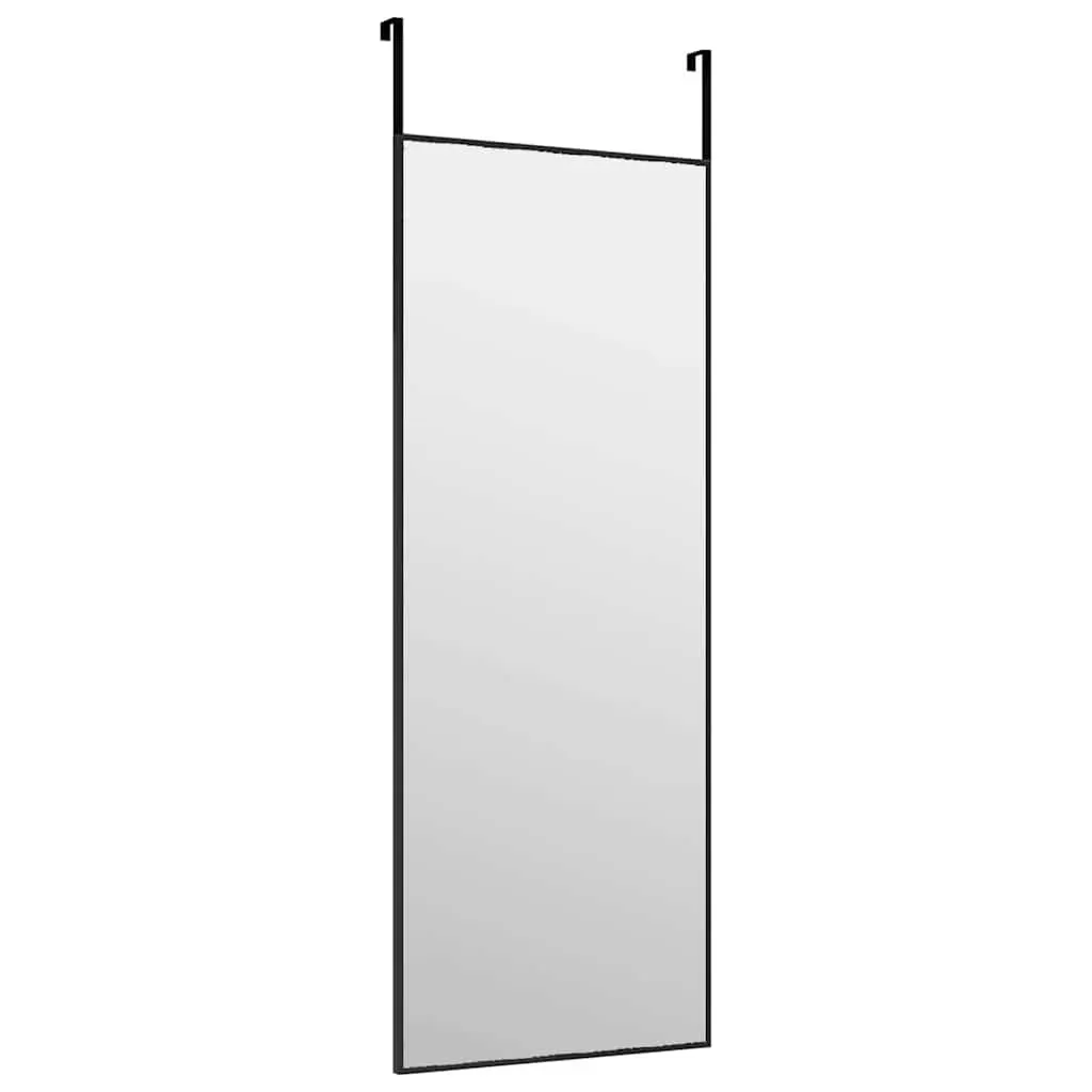 Door Mirror Aluminium Frame 30x80 cm Black Wall Mounted Hanging Dressing Glass