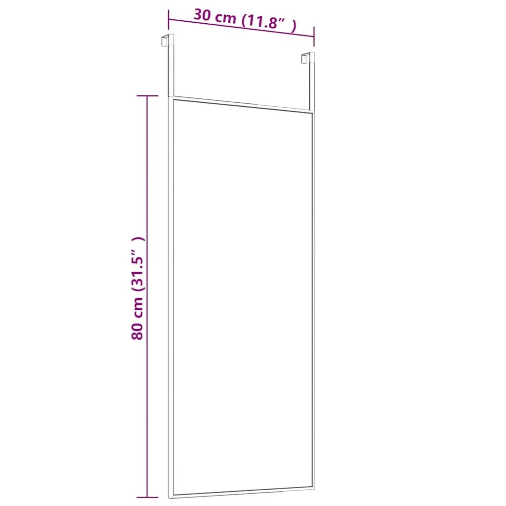 Door Mirror Aluminium Frame 30x80 cm Black Wall Mounted Hanging Dressing Glass