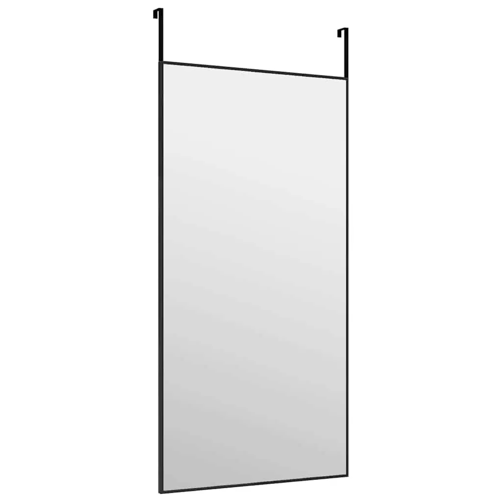Door Mirror Aluminium Frame Black 40x80 cm Wall Hanging Glass