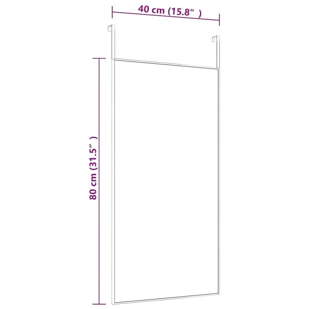 Door Mirror Aluminium Frame Black 40x80 cm Wall Hanging Glass