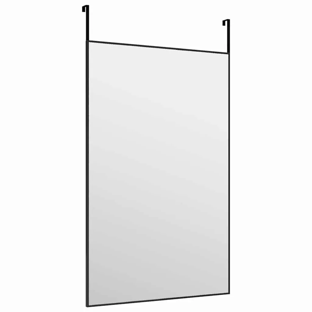 Door Mirror Aluminium Frame 50x80 cm Black Wall Mounted