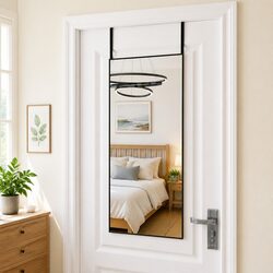 Door Mirror Black 50x100 cm Wall Mounted Dressing Mirror Over Door Hanging