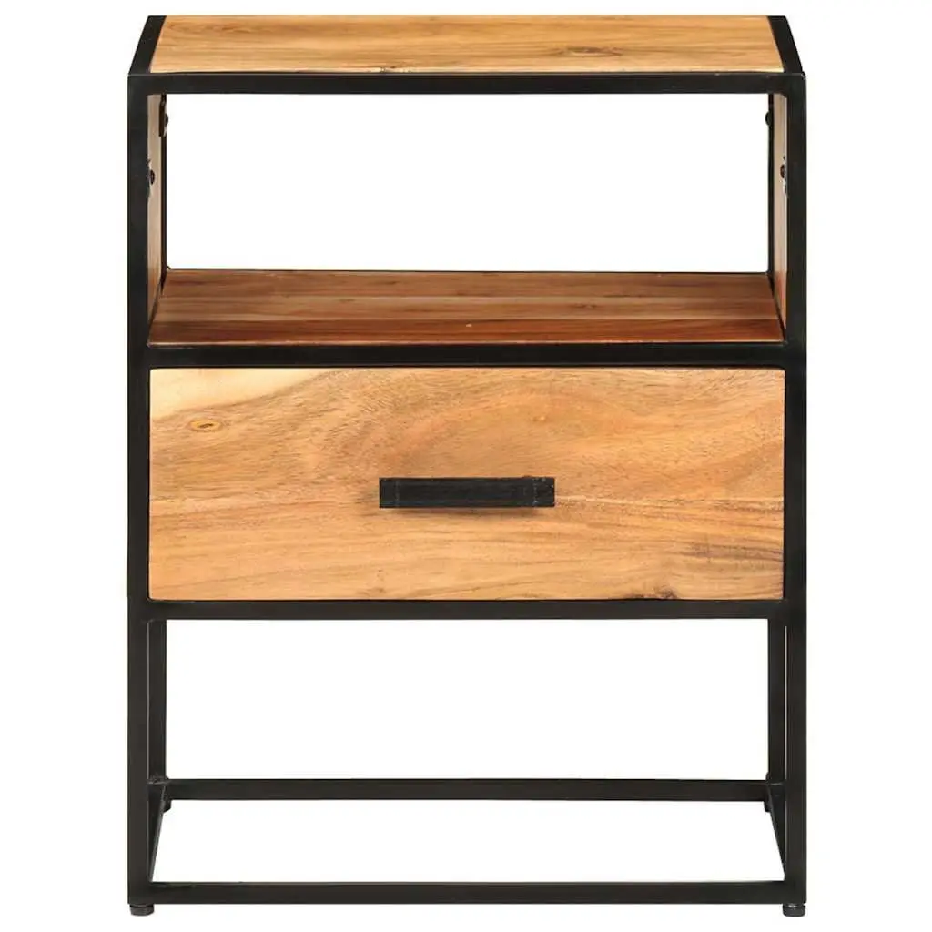 Bedside Table Solid Acacia Wood 40x30x50 cm Brown Nightstand Cabinet Drawer