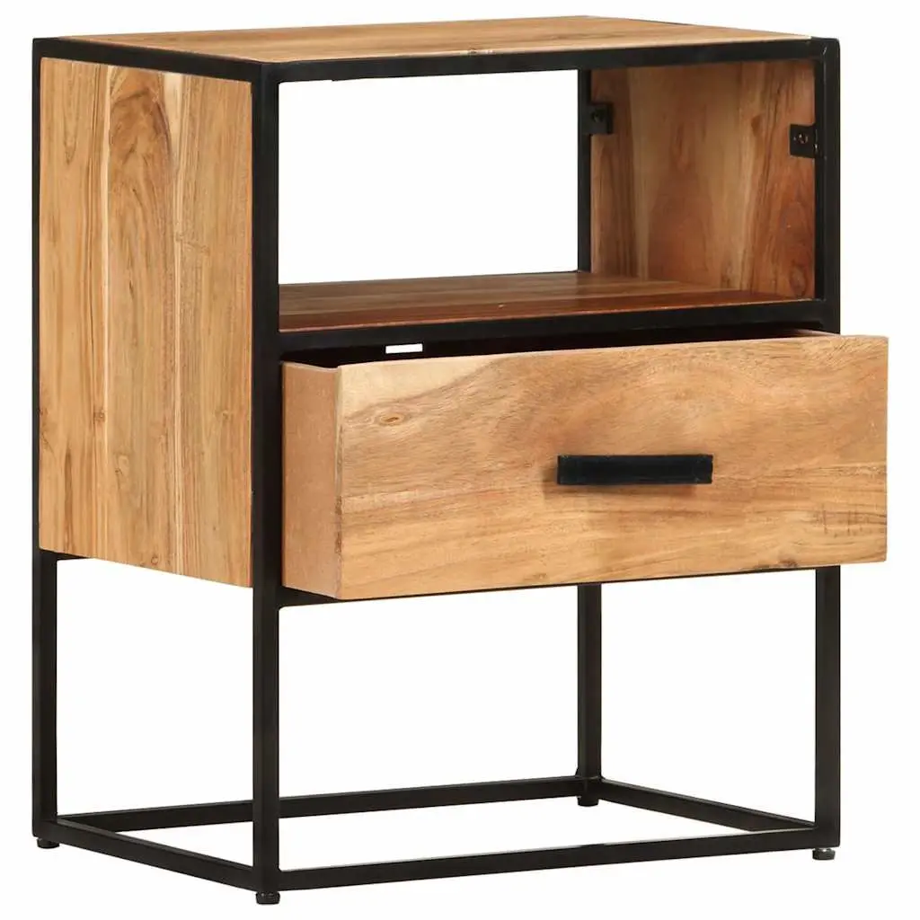 Bedside Table Solid Acacia Wood 40x30x50 cm Brown Nightstand Cabinet Drawer