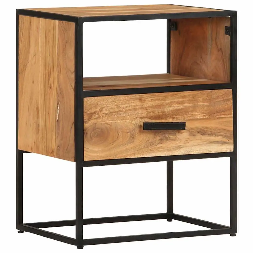 Bedside Table Solid Acacia Wood 40x30x50 cm Brown Nightstand Cabinet Drawer
