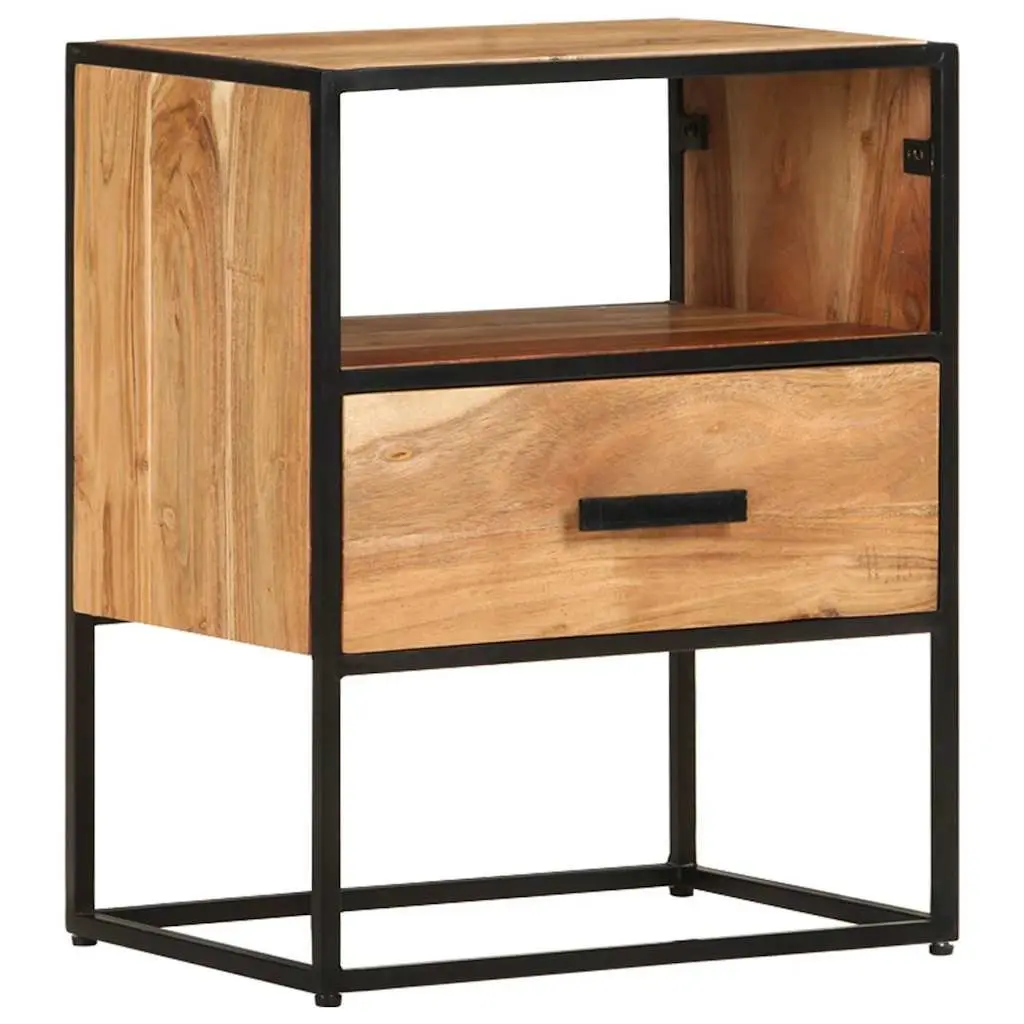 Bedside Table Solid Acacia Wood 40x30x50 cm Brown Nightstand Cabinet Drawer