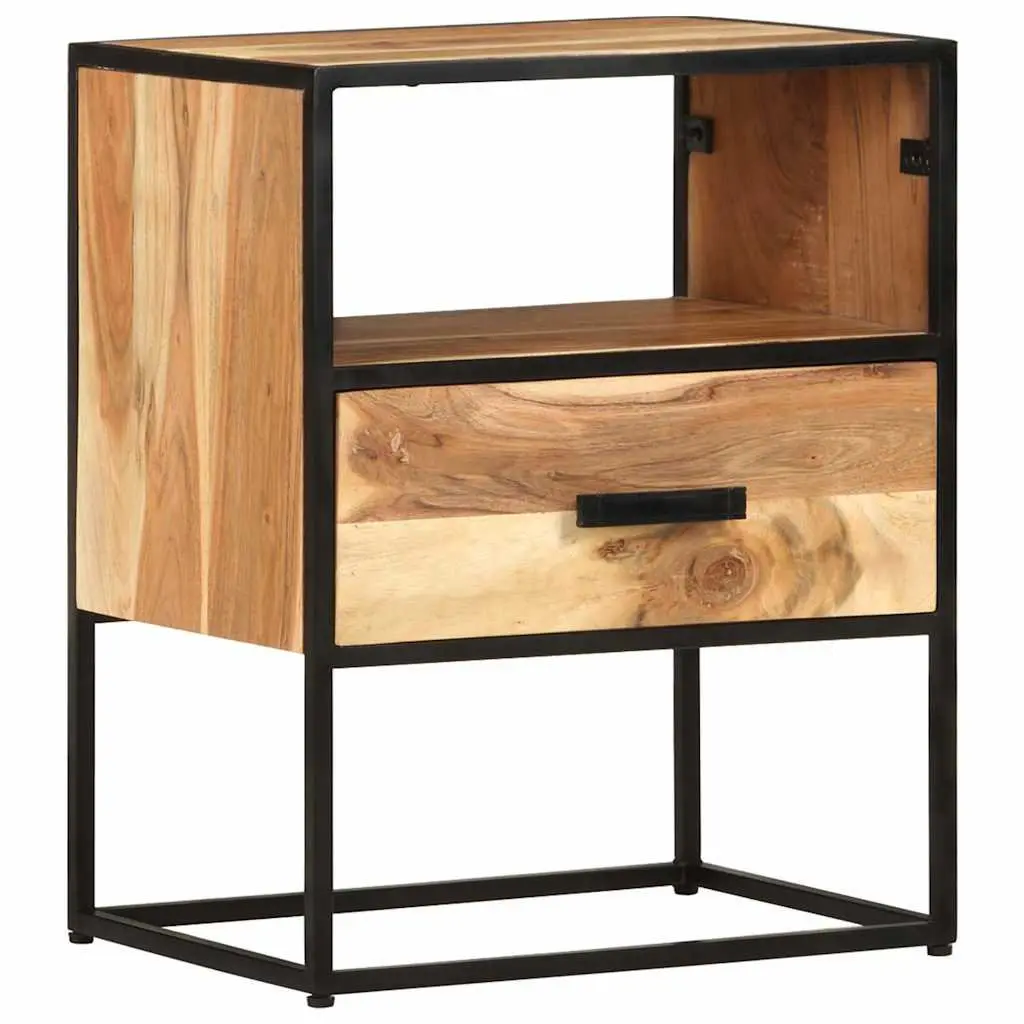 Bedside Table Solid Acacia Wood 40x30x50 cm Brown Nightstand Cabinet Drawer