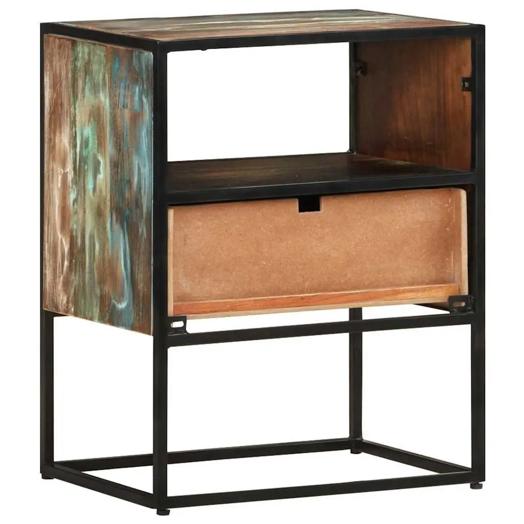 Bedside Table Solid Reclaimed Wood 40x30x50cm Multicolour with Drawer