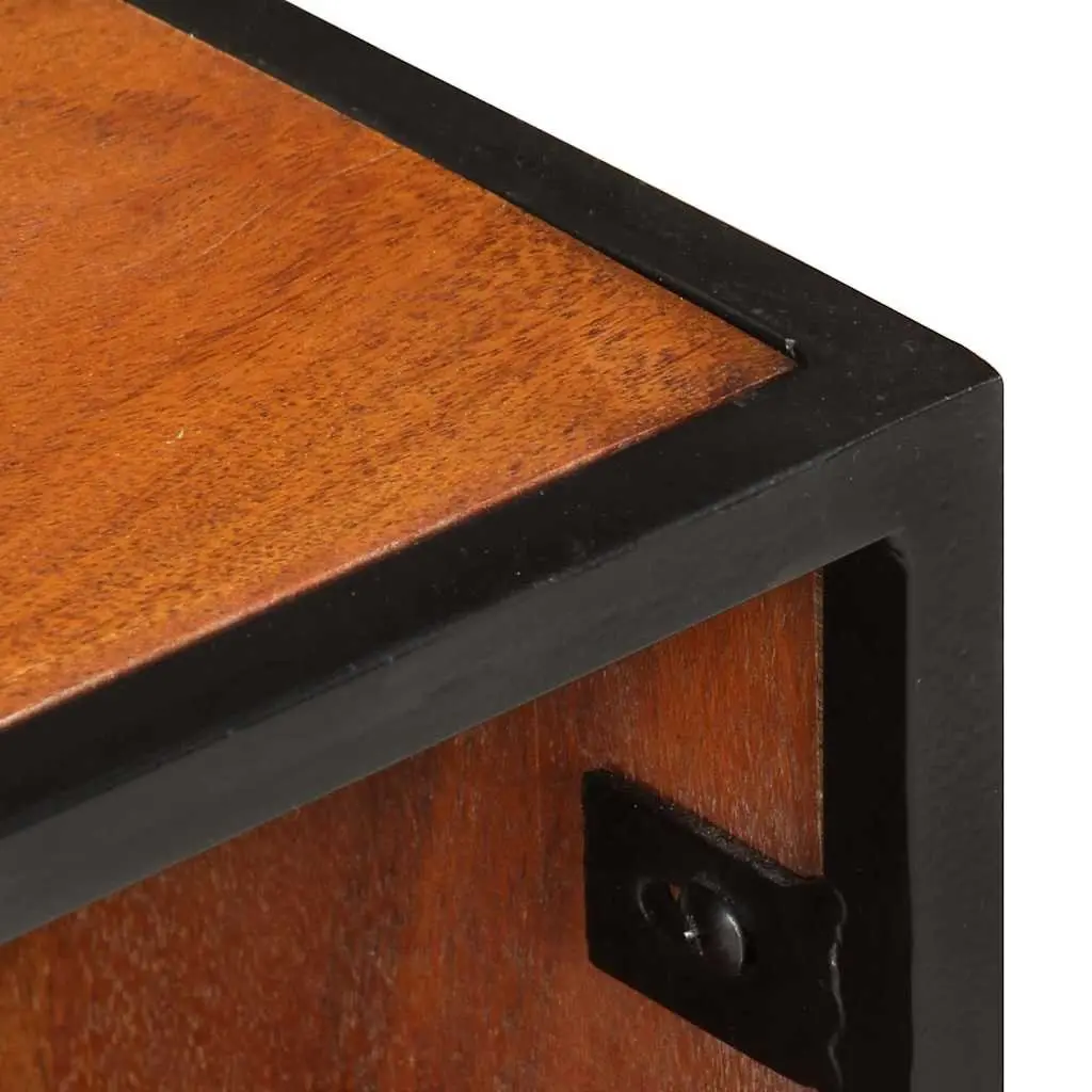 Nightstand Solid Acacia Wood 40x30x50 cm Brown Industrial Style with Drawer