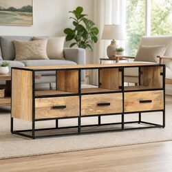Functional TV Cabinet with Shelves and Drawers