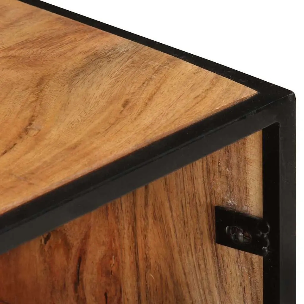 TV Cabinet Solid Acacia Wood Brown 110x30x45cm Rustic Industrial Style with 3 Drawers 3 Shelves