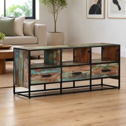 Versatile TV Cabinet 110x30x45 cm with Drawers & Shelves