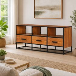 Functional TV Cabinet 110x30x45 cm Brown Wood Storage