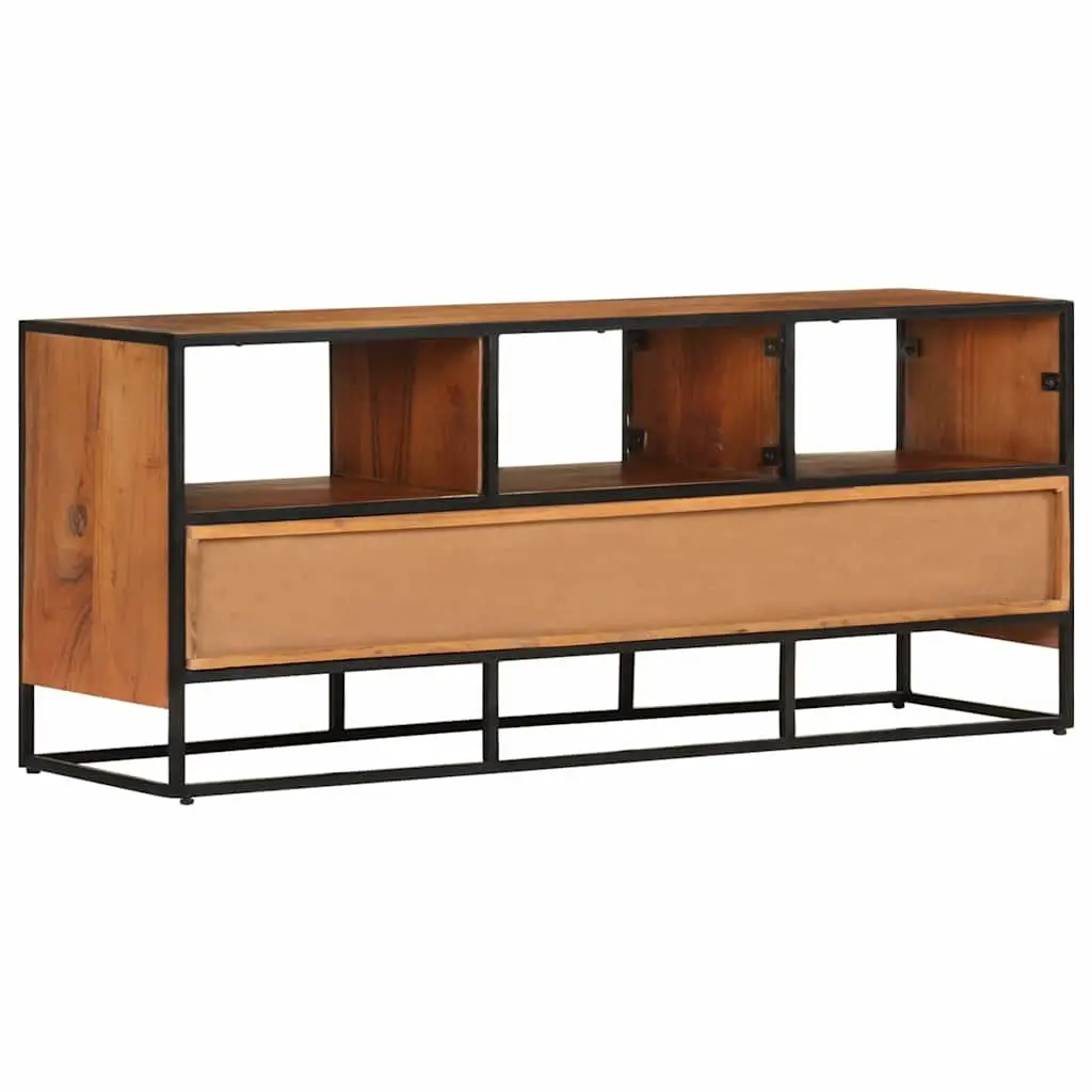 TV Cabinet Solid Acacia Wood 110x30x45 cm Brown Industrial Style with 3 Drawers 3 Shelves