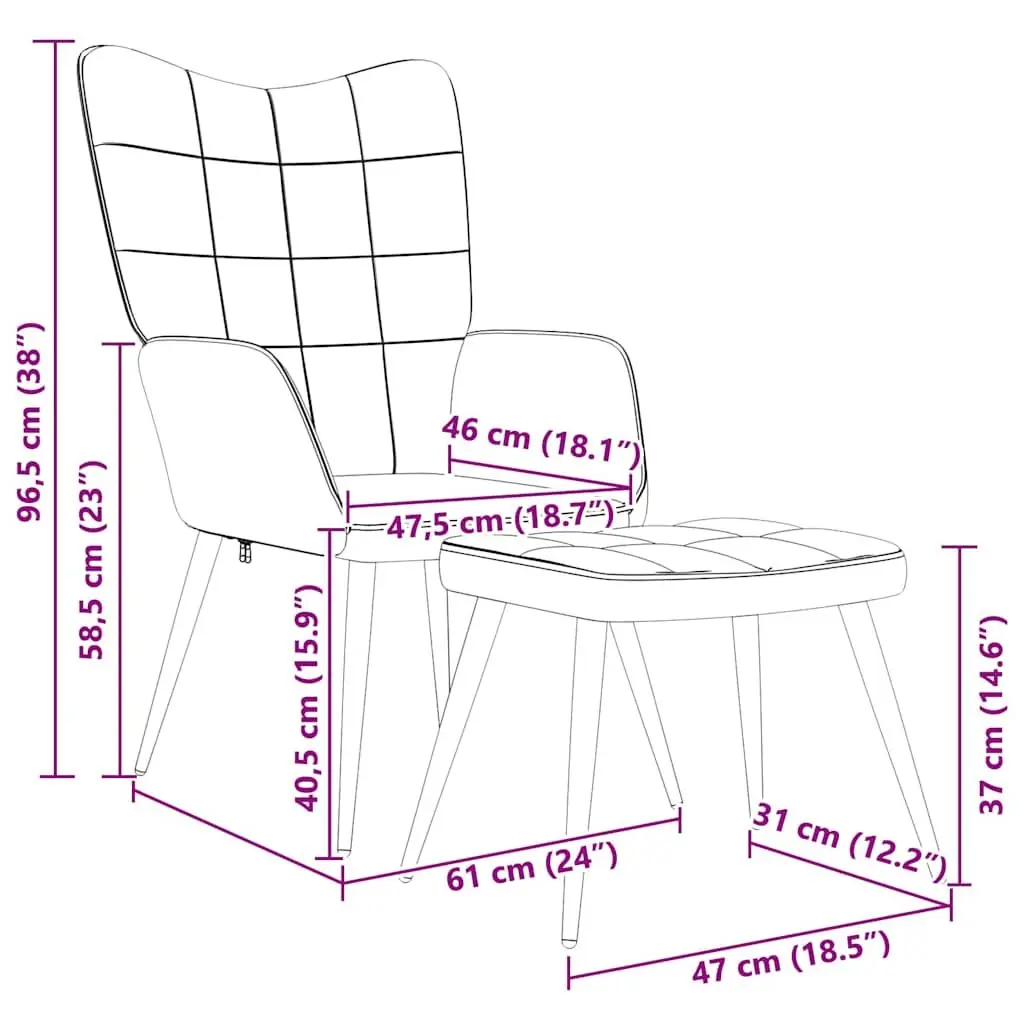 Relaxing Armchair with Footstool Cream Fabric Accent Chair Lounge Seat with