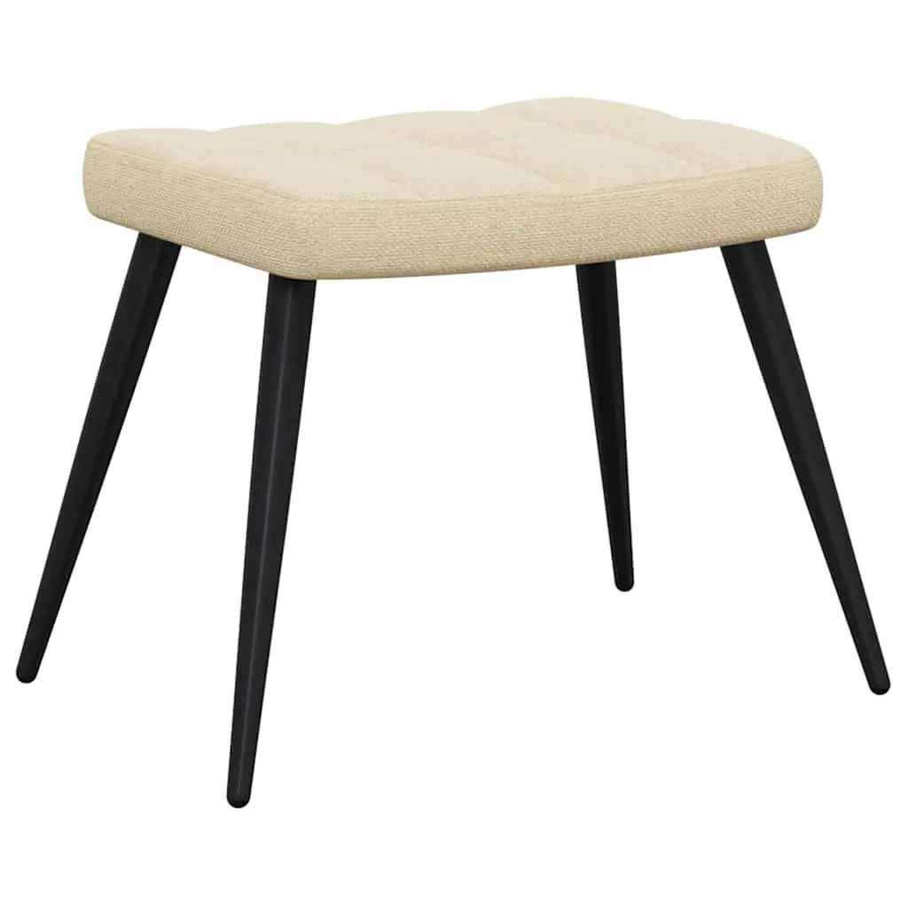 Relaxing Armchair with Footstool Cream Fabric Accent Chair Lounge Seat with