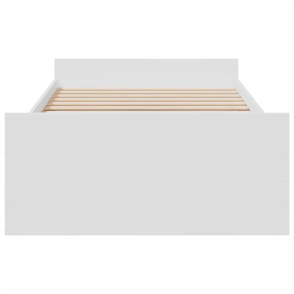 Bed Frame Engineered Wood 90x190 cm White with Storage Drawers