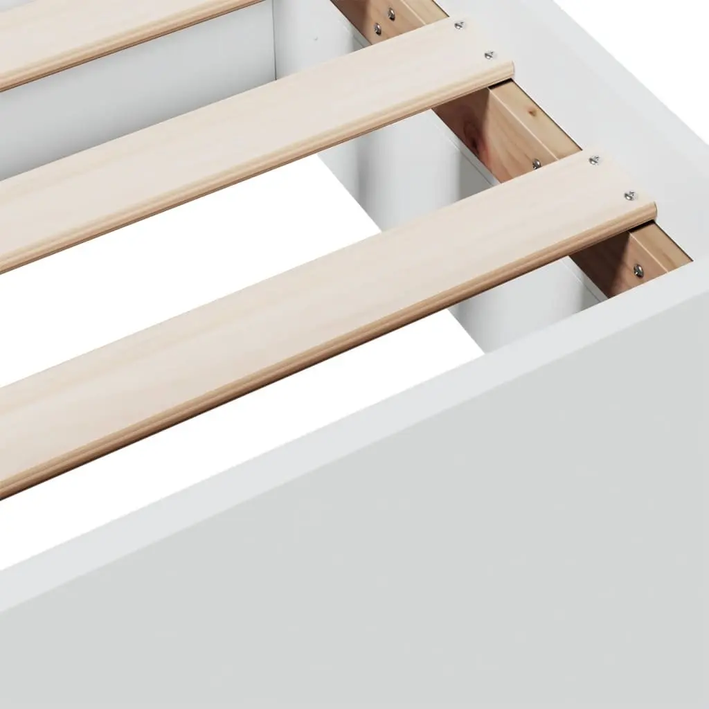 Bed Frame Engineered Wood 90x190 cm White with Storage Drawers
