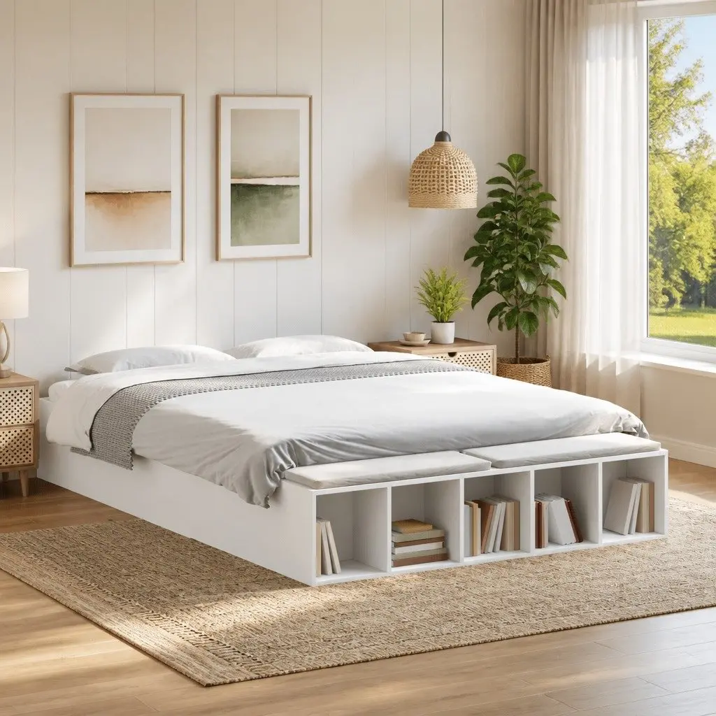 White Bed Frame 150x200cm for Home Use