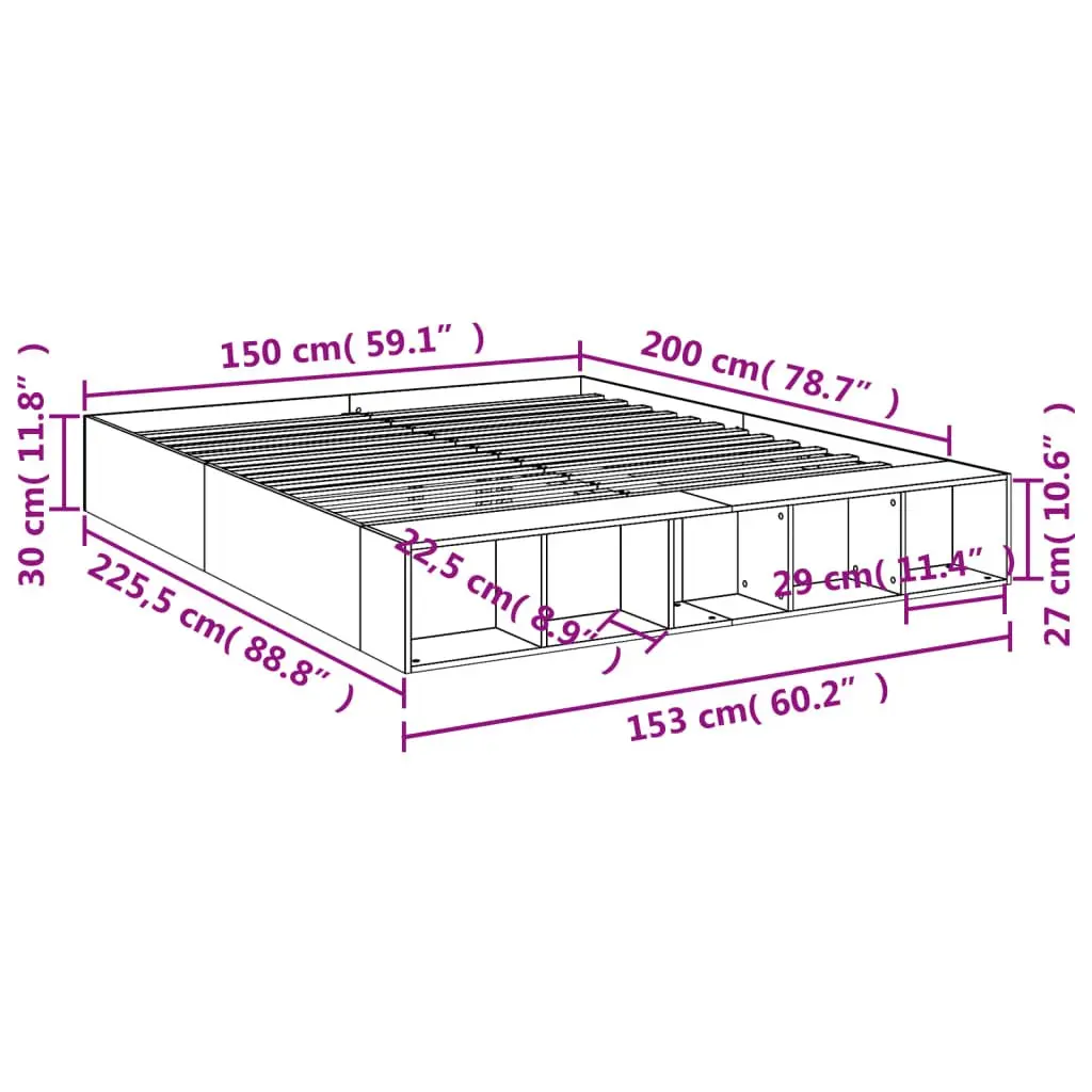 White Bed Frame 150x200cm for Home Use