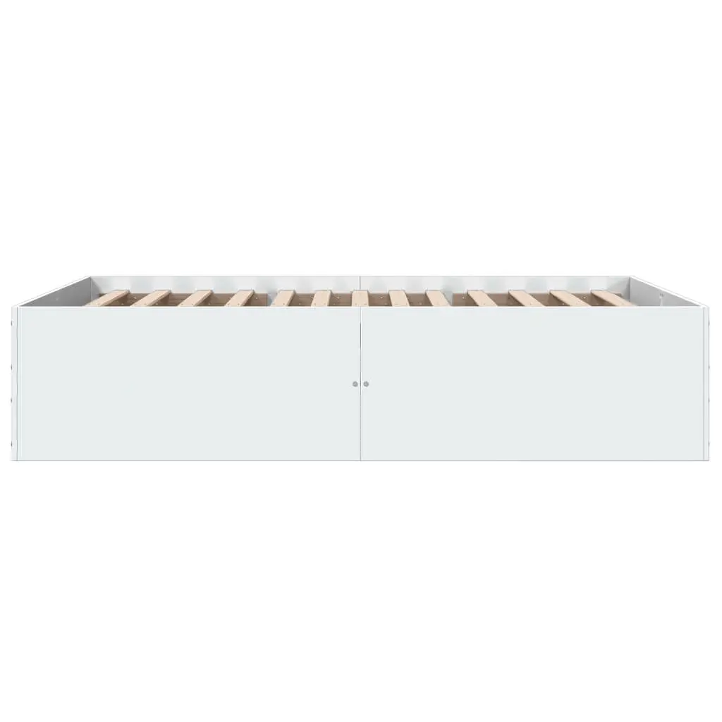 Bed Frame White 135x190 cm Engineered Wood Slatted Base Modern Design Bedroom