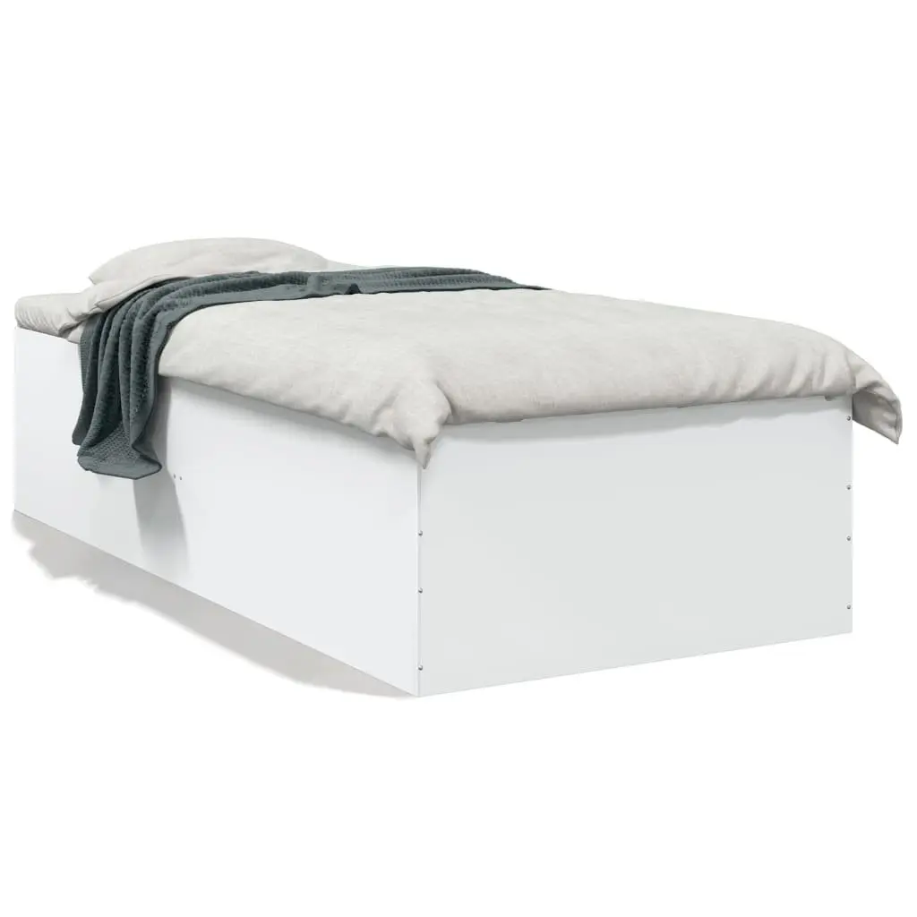 Bed Frame White 90x190 cm Modern Design Engineered Wood Slatted Base