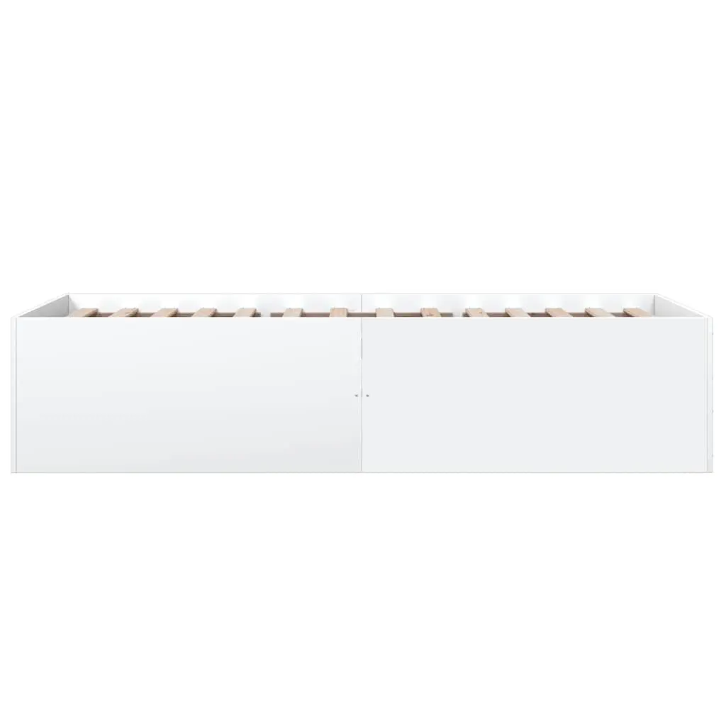 Bed Frame White 90x190 cm Modern Design Engineered Wood Slatted Base