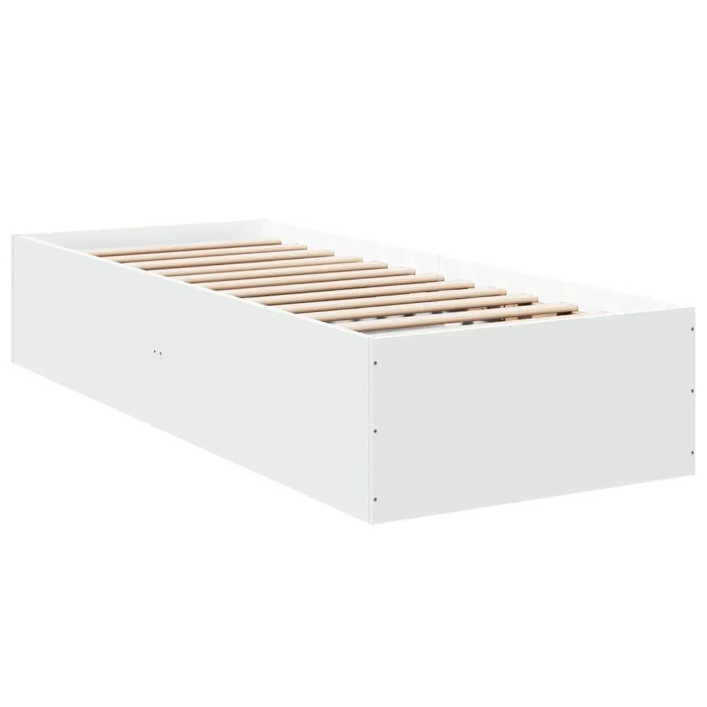 Bed Frame White 90x190 cm Modern Design Engineered Wood Slatted Base Support