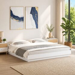 Practical White King Bed Frame with RGB LED Lighting