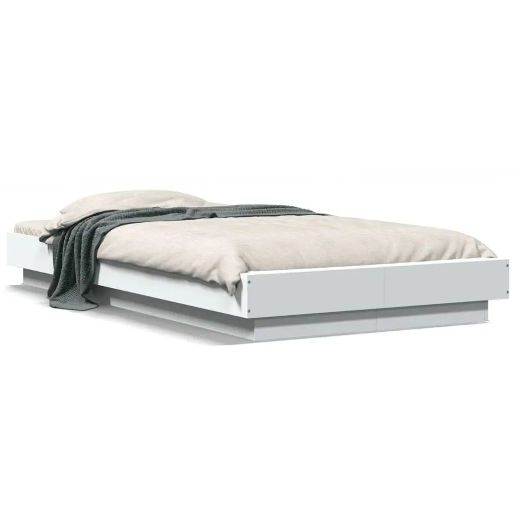Bed Frame Engineered Wood Slatted Base 90x190 cm White Modern