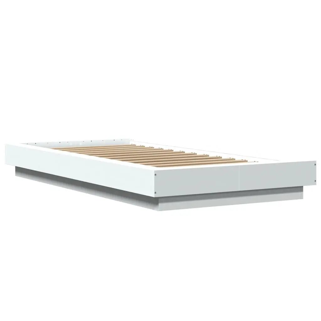 Bed Frame Engineered Wood Slatted Base 90x190 cm White Modern