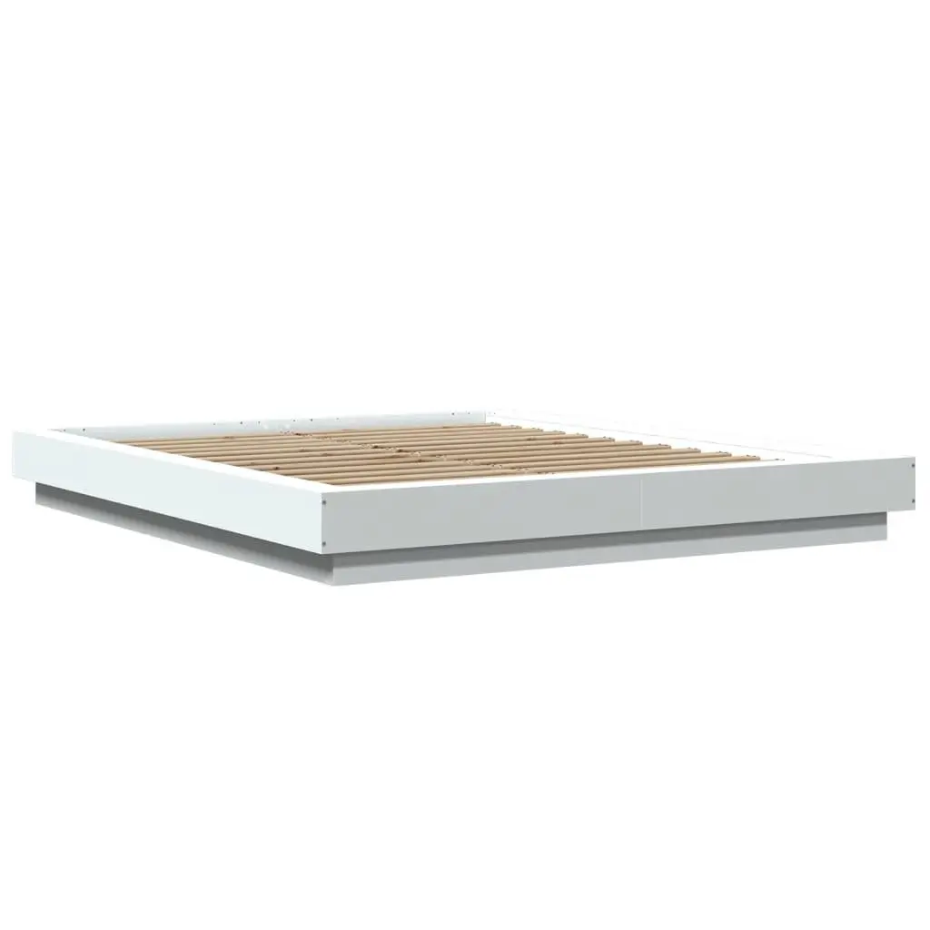 Bed Frame Engineered Wood 150x200cm White Slatted Base