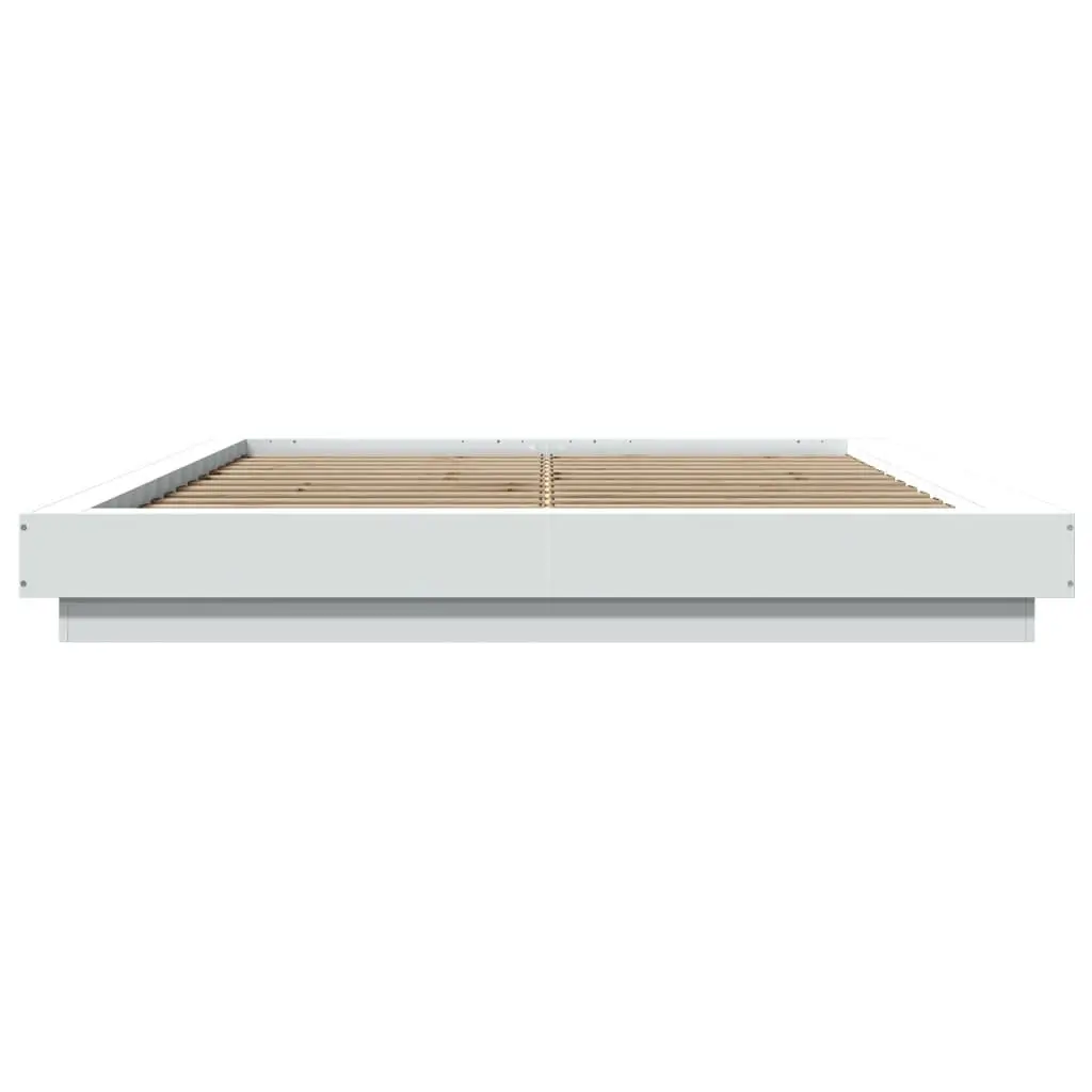 Bed Frame Engineered Wood 150x200cm White Slatted Base