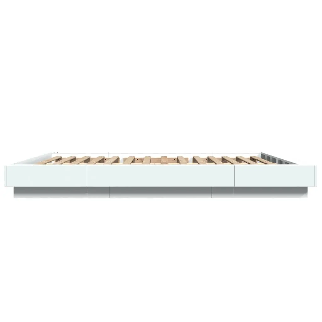 Bed Frame Engineered Wood 150x200cm White Slatted Base